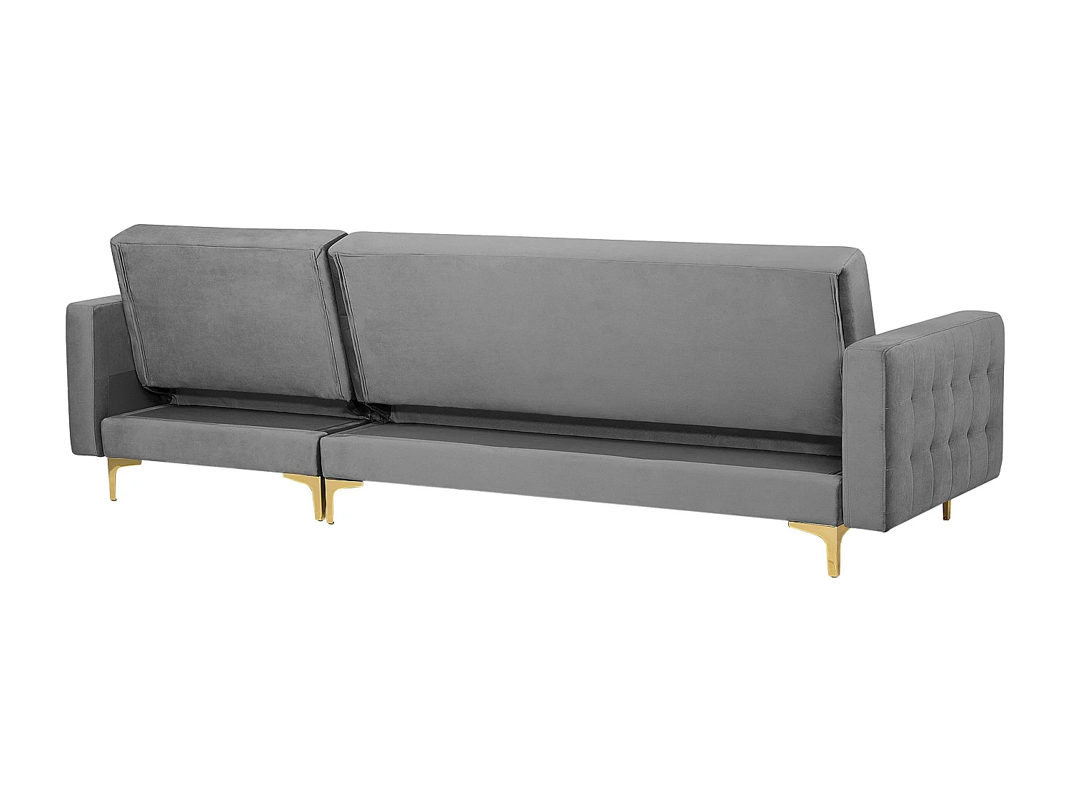 Modulaire hoekslaapbank ABERDEEN Fluweel Grijs Met ottomaan 4-zitter Linkerzijde