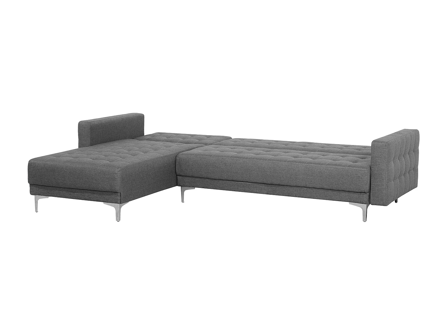 Canapé-lit d'angle modulable 4 places ABERDEEN Tissu Gris clair avec ottoman Côté droit