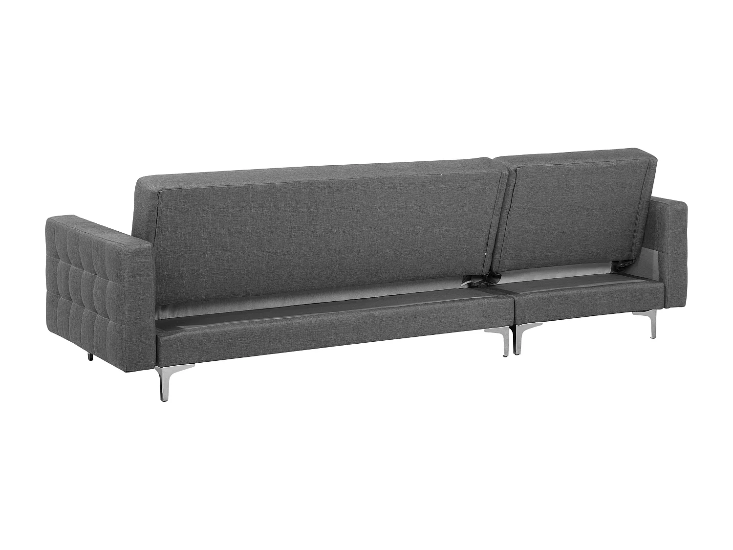 Canapé-lit d'angle modulable 4 places ABERDEEN Tissu Gris clair avec ottoman Côté droit