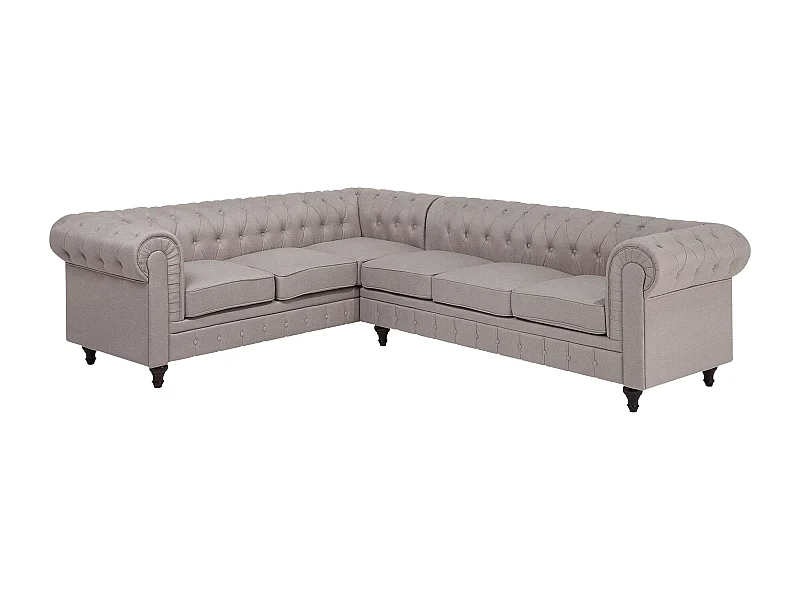 Ecksofa CHESTERFIELD Stoff Beige 6-Sitzer rechtsseitig