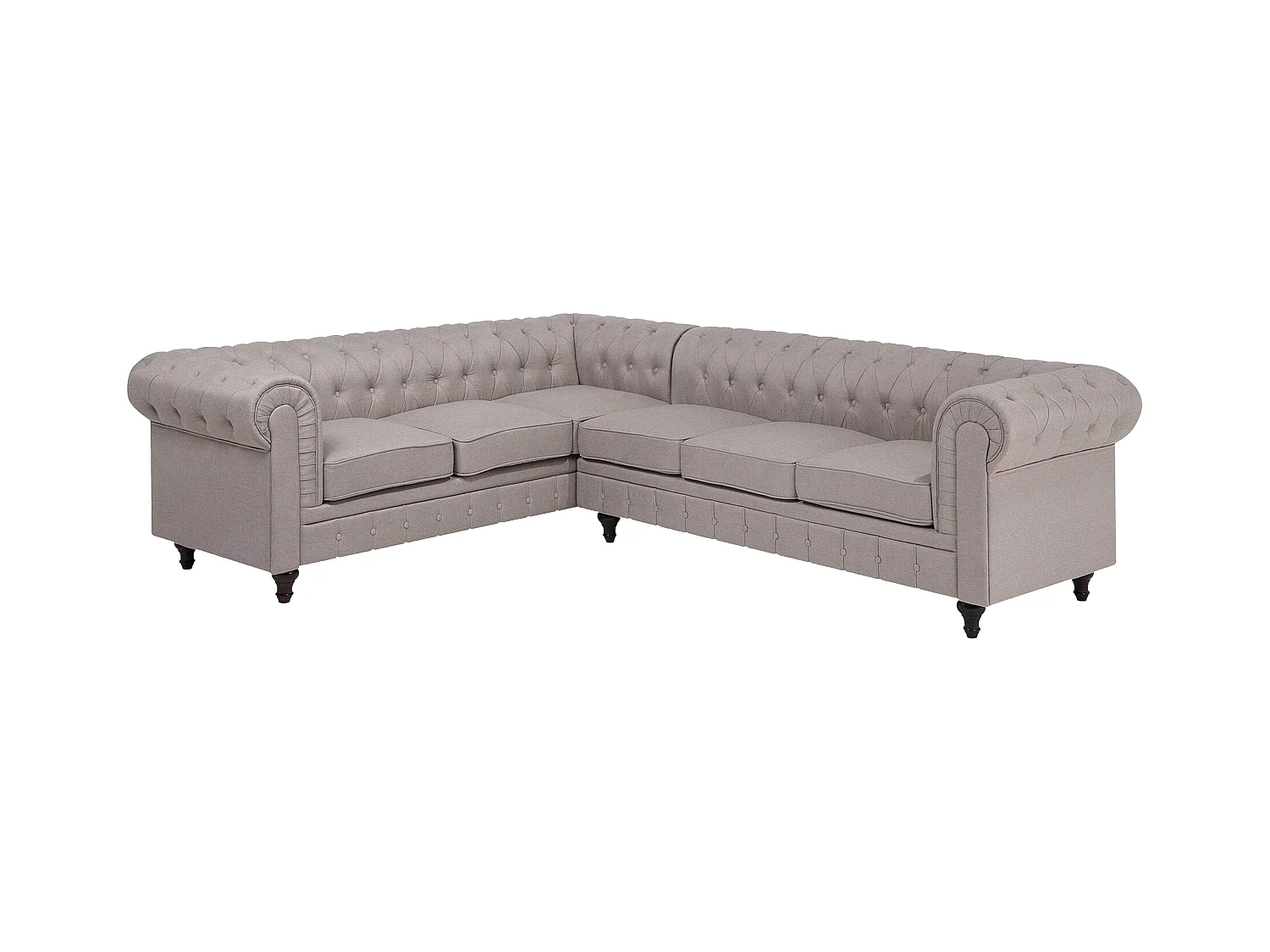 Canapé d'Angle à gauche en Tissu Beige Housse Amovible Assise Large Chesterfield