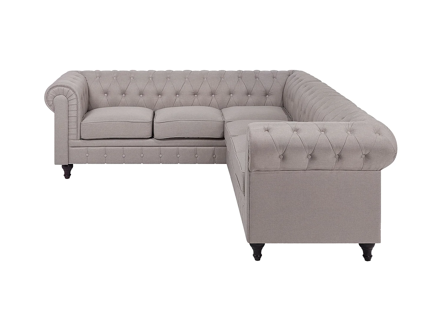 Narożnik CHESTERFIELD Beżowy dla 6 osób Prawostronny