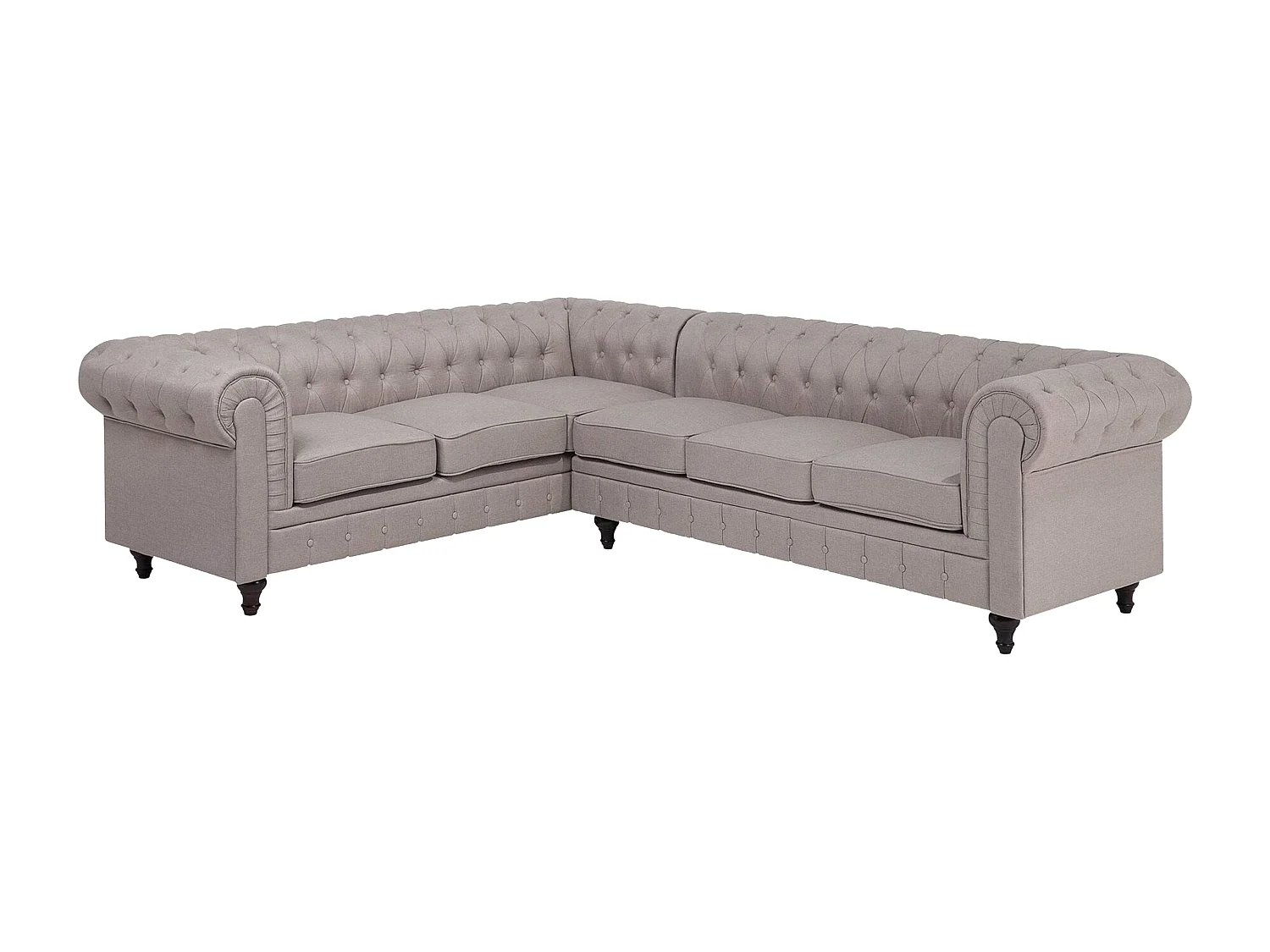 Canapé d'angle CHESTERFIELD Tissu Beige 6 places Côté droit