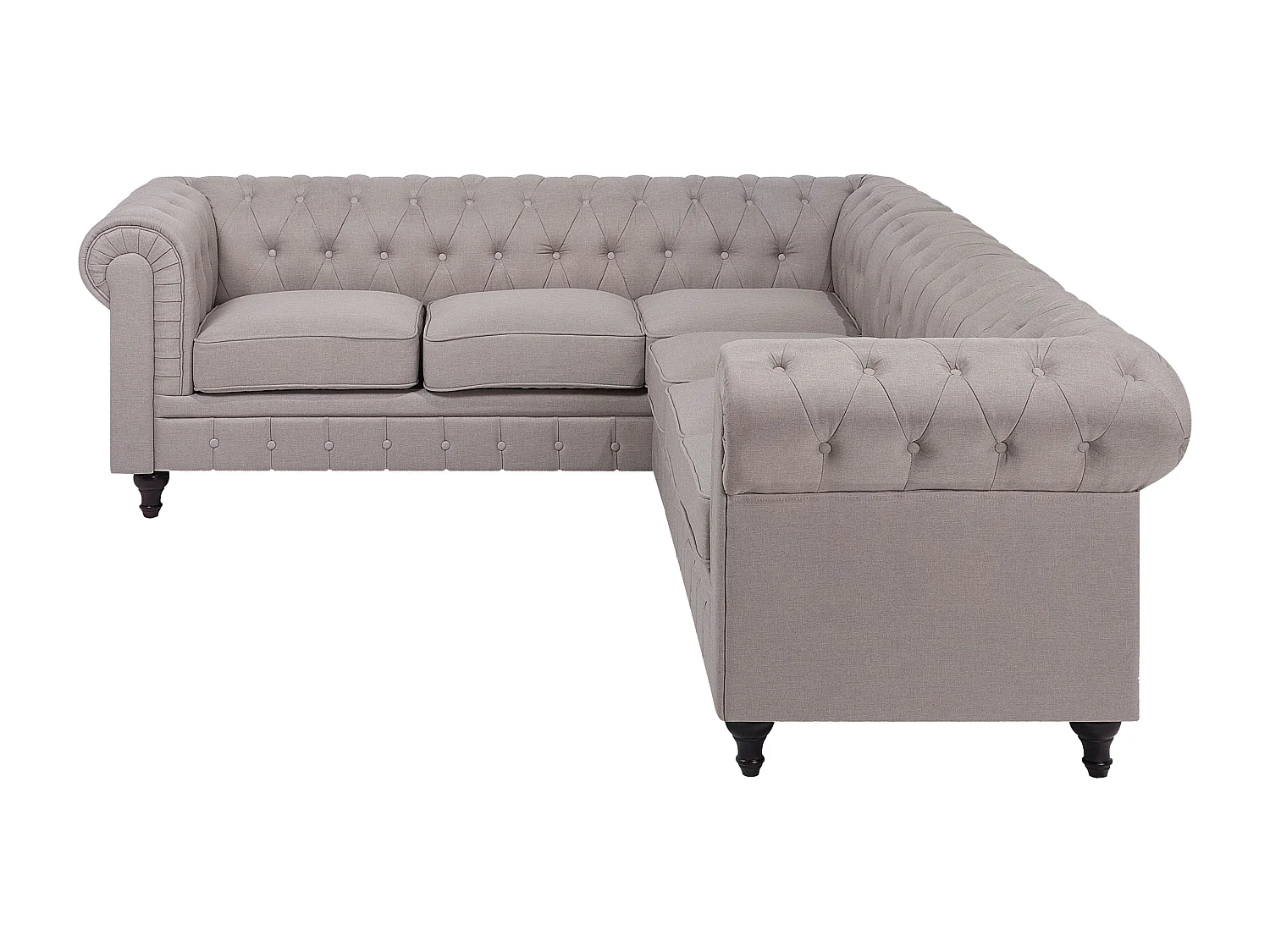 Canapé d'angle CHESTERFIELD Tissu Beige 6 places Côté droit