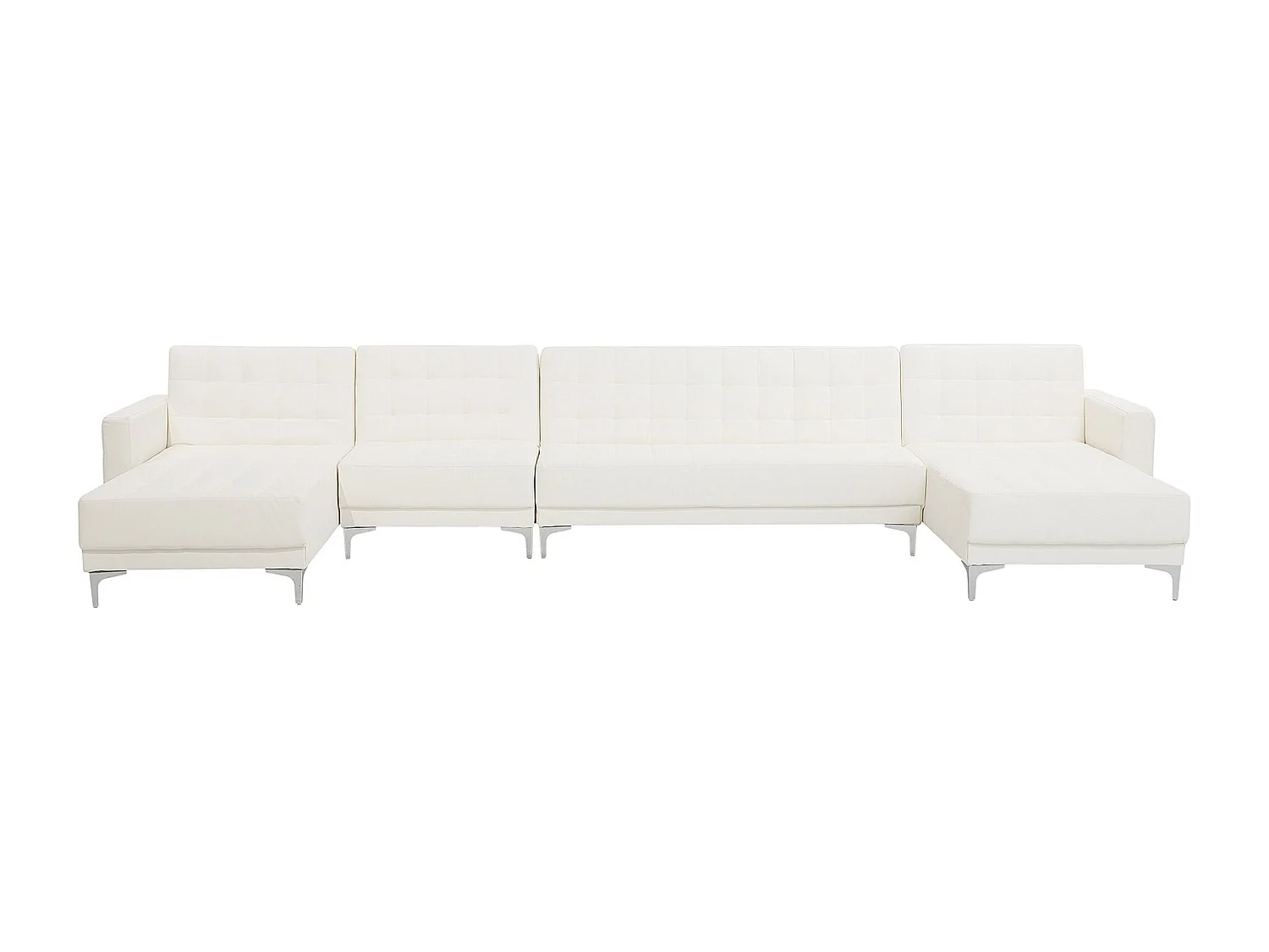 Narożnik rozkładany modułowy w kształcie U ABERDEEN Ekoskóra Biały dla 6 osób