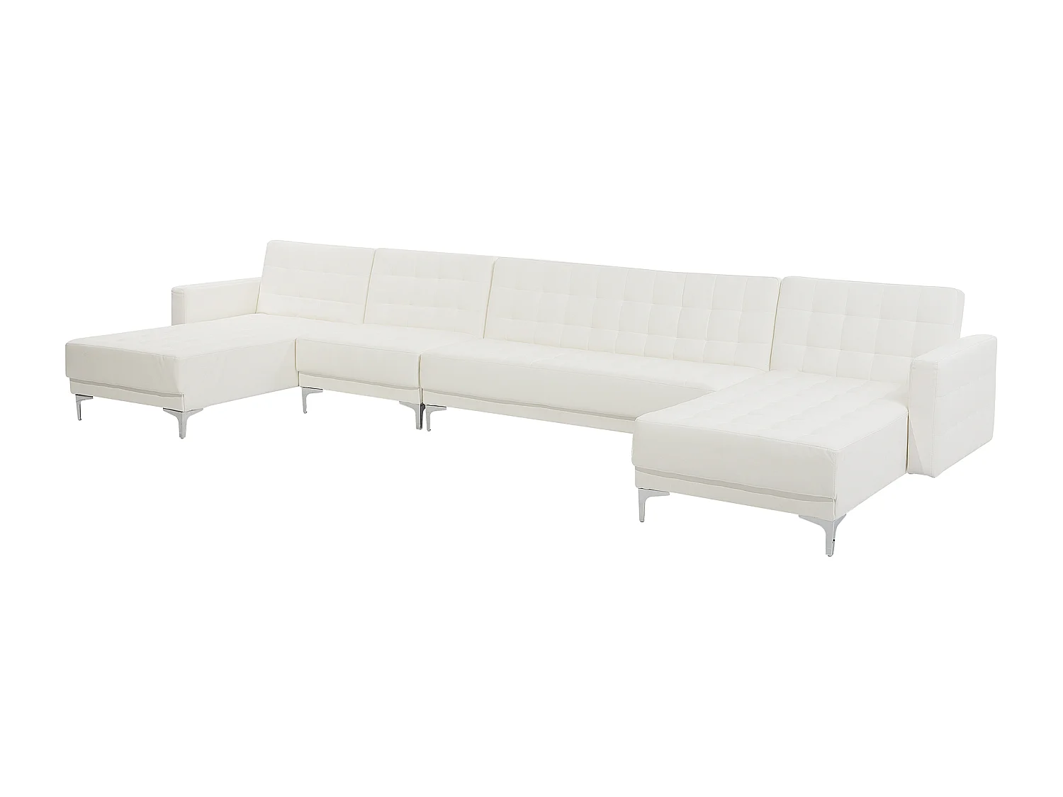 Narożnik rozkładany modułowy w kształcie U ABERDEEN Ekoskóra Biały dla 6 osób