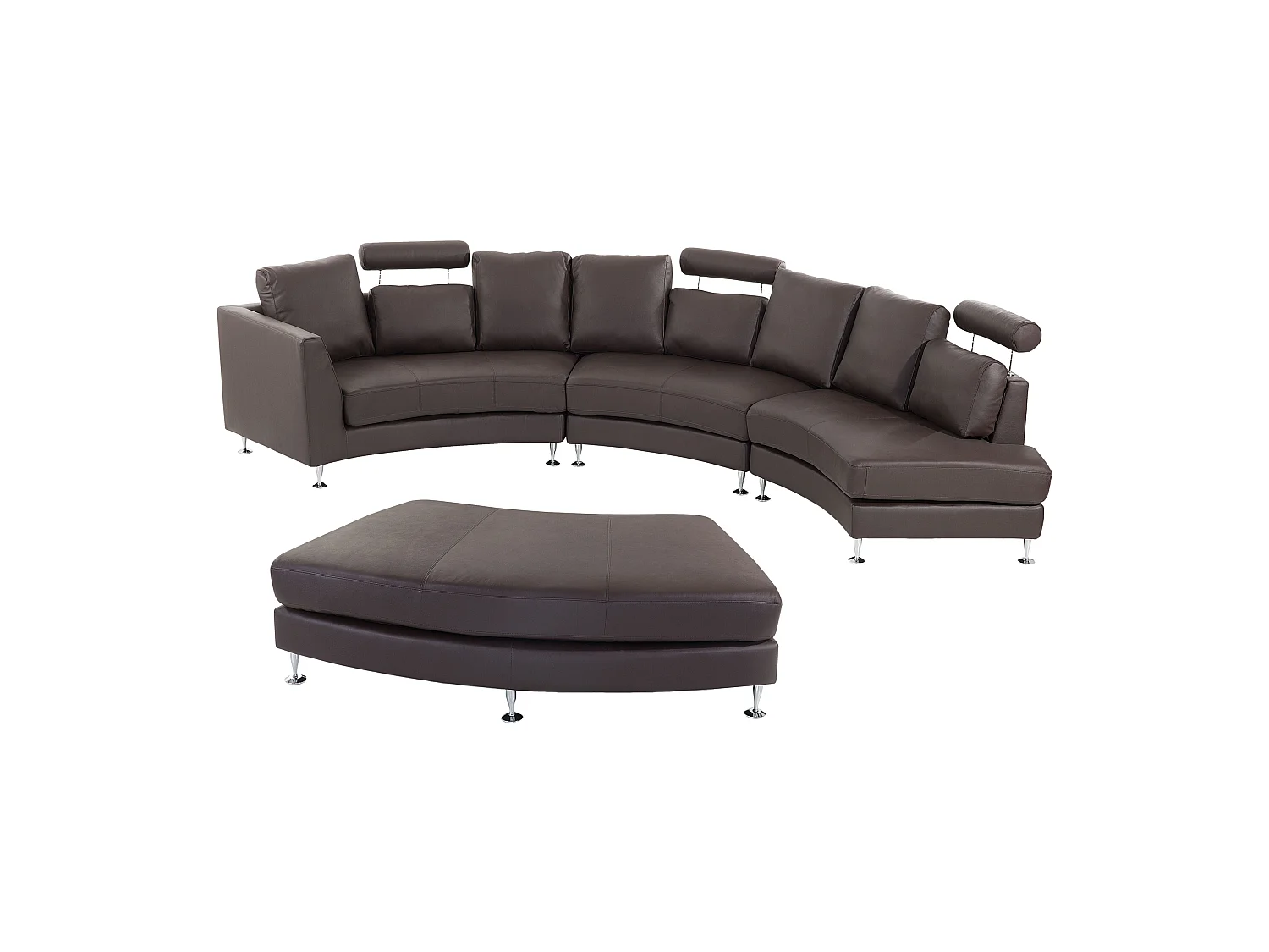 Sofa Halbkreis Leder braun verstellbare Kopfstützen mit Ottomane Modern Rotunde
