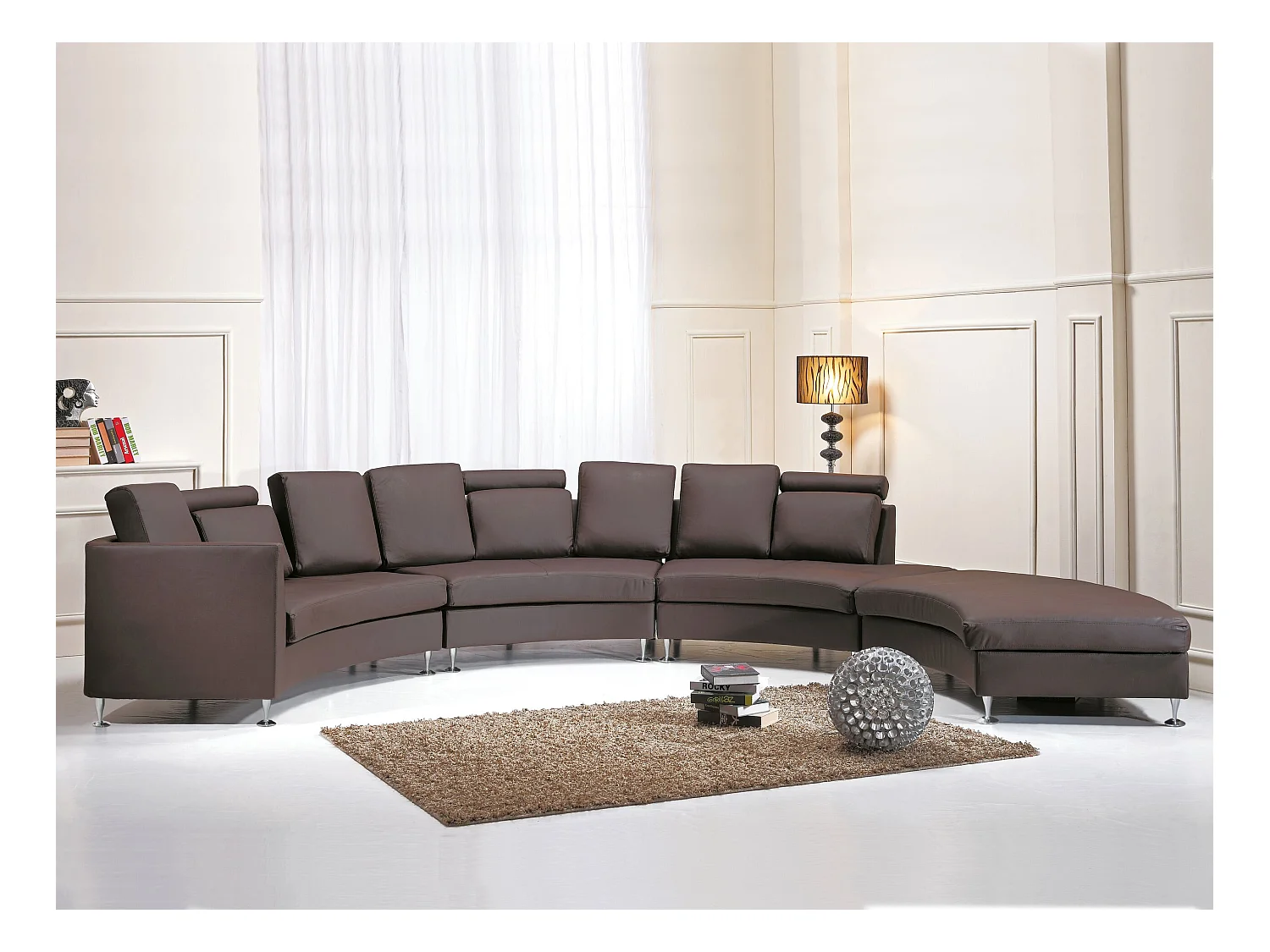 Halfronde bank ROTUNDE Leer Bruin 7-zitter