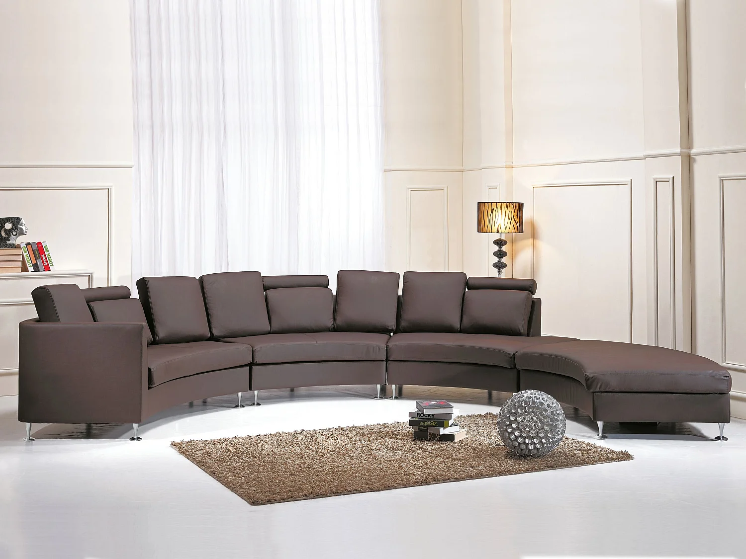 Divano semicircolare ROTUNDE Pelle naturale Marrone 7 posti