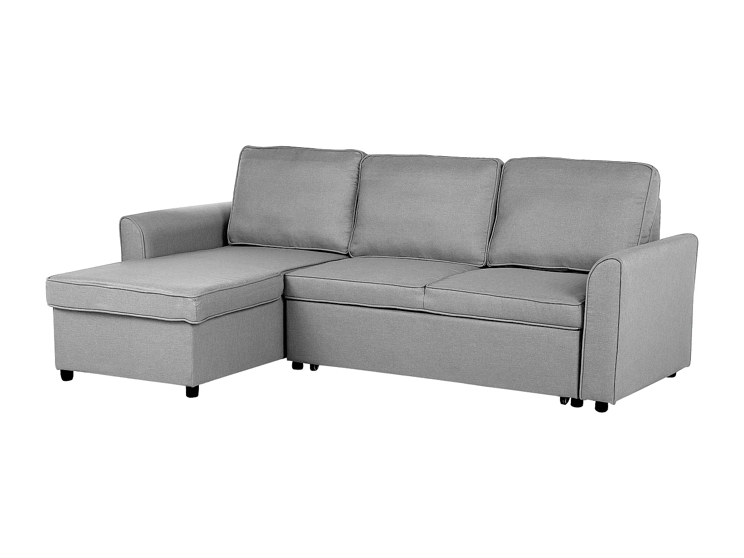 - Canapé Angle à gauche - Nesna - Avec Rangement, Tissu, Gris Clair