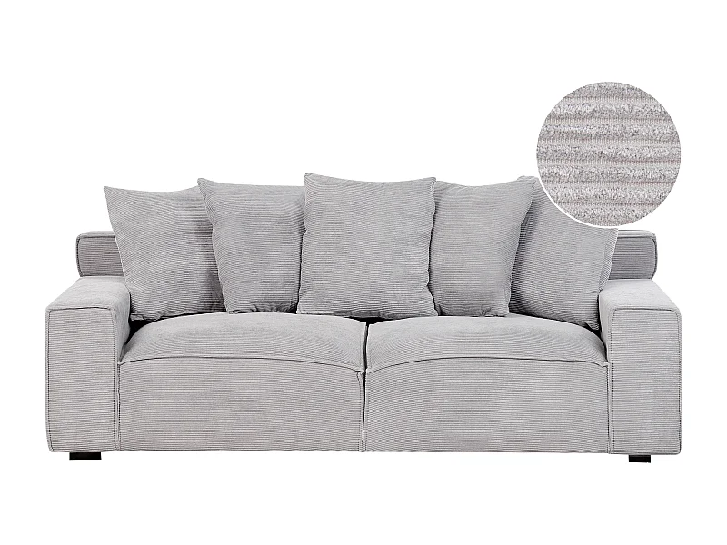 Divano VISKAN Velluto a coste Grigio chiaro 3 posti