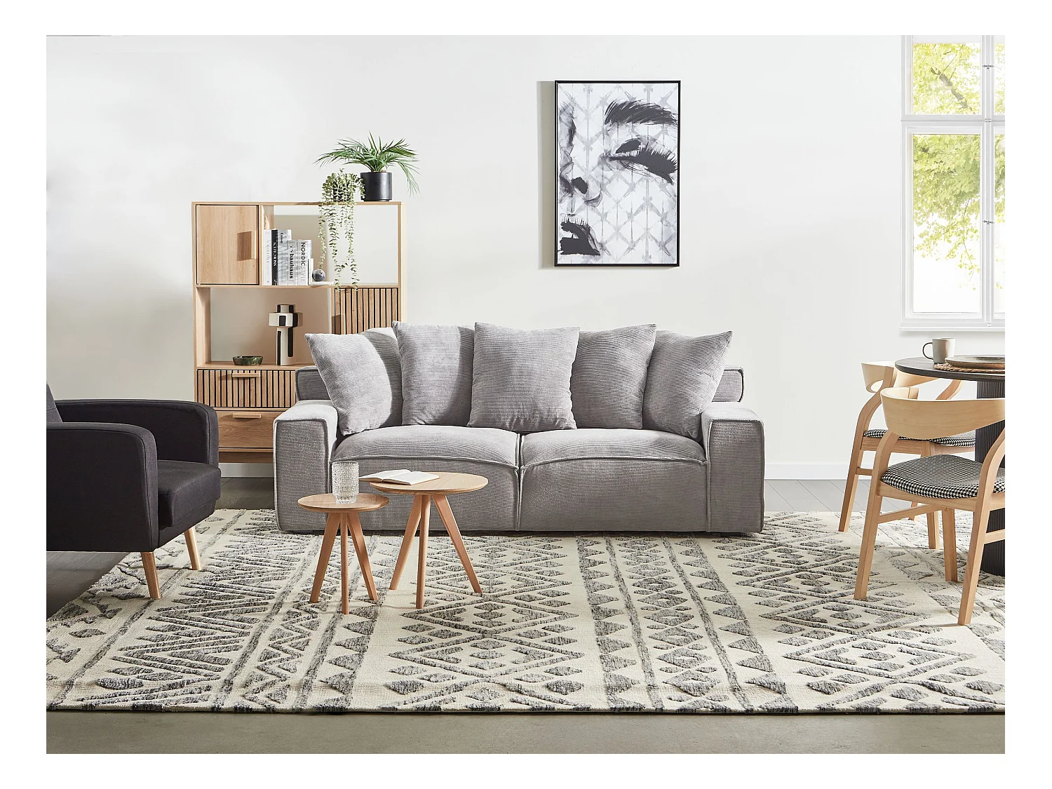 Sofa VISKAN Cord Hellgrau 3-Sitzer