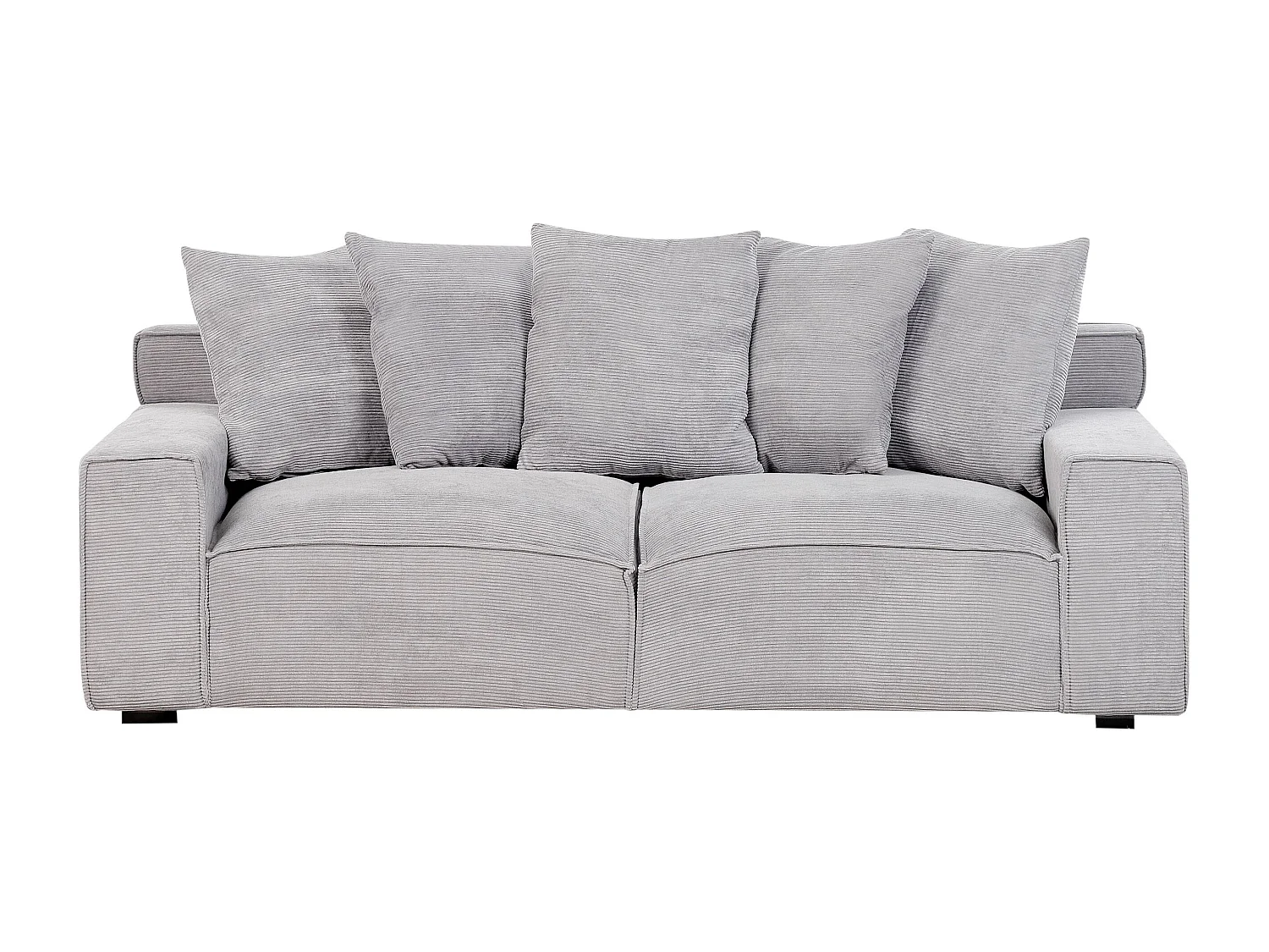 Canapé 3 places VISKAN Velours côtelé Gris clair