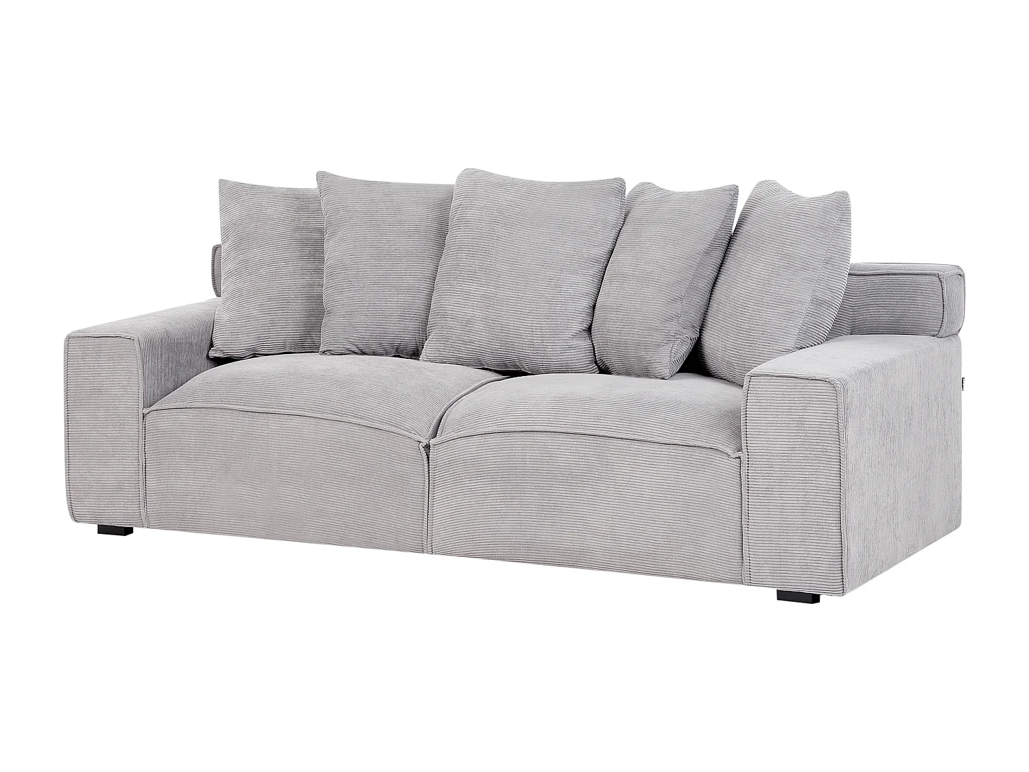 Canapé 3 places VISKAN Velours côtelé Gris clair
