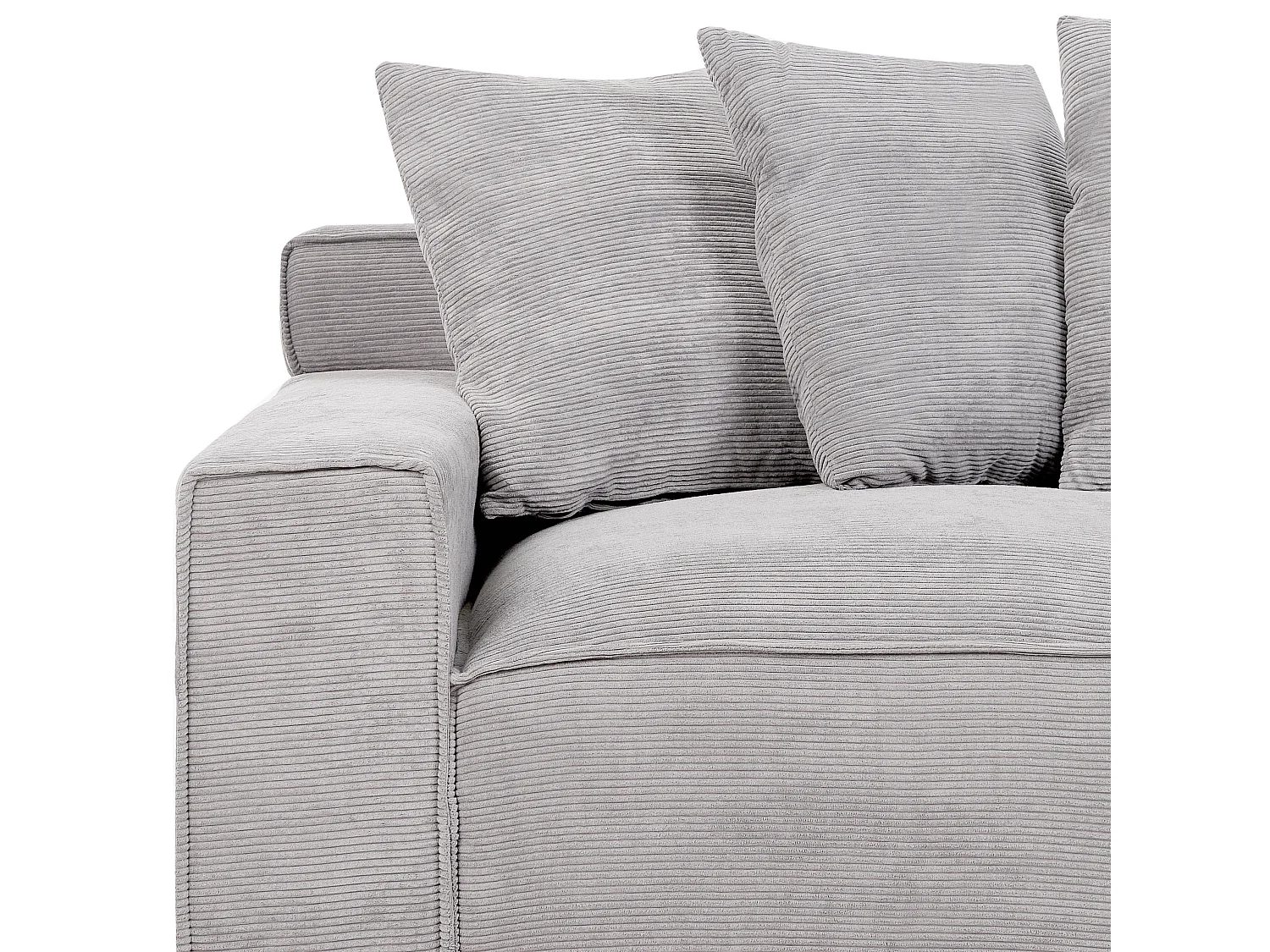 Canapé 3 places VISKAN Velours côtelé Gris clair