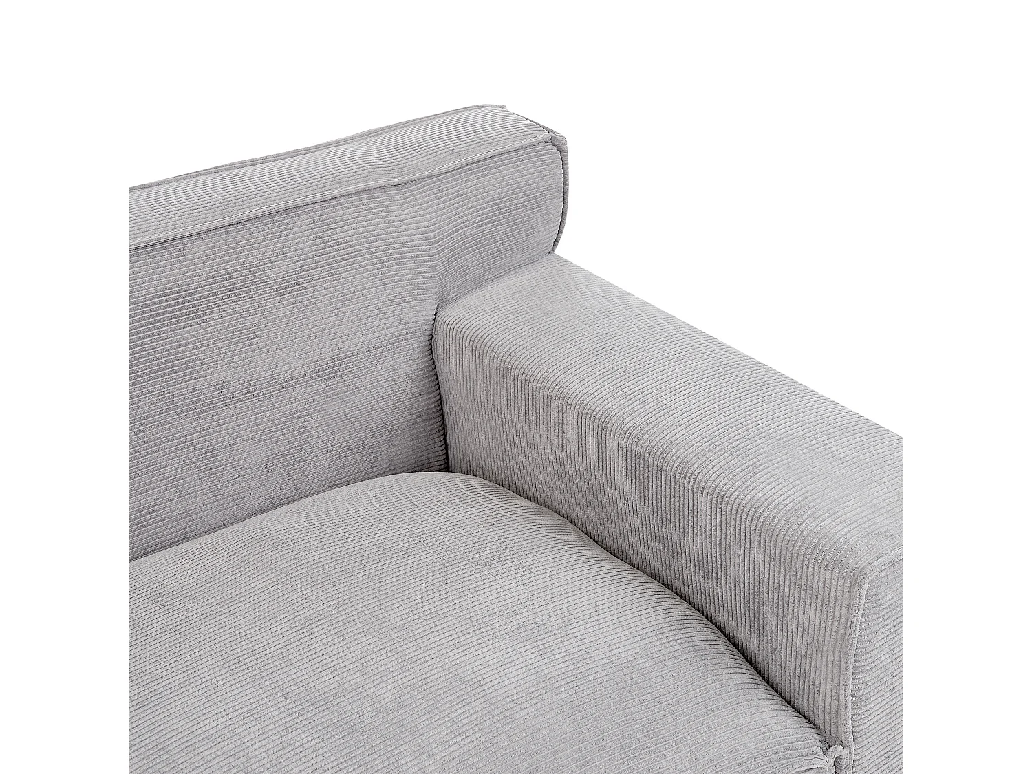 Canapé 3 places VISKAN Velours côtelé Gris clair