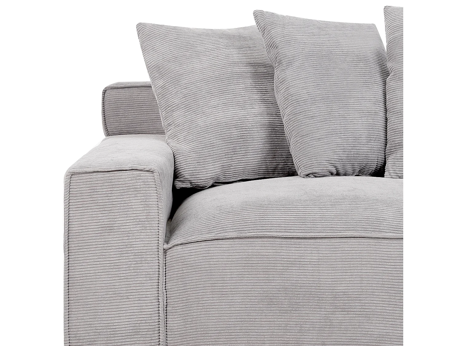 Canapé 3 places VISKAN Velours côtelé Gris clair