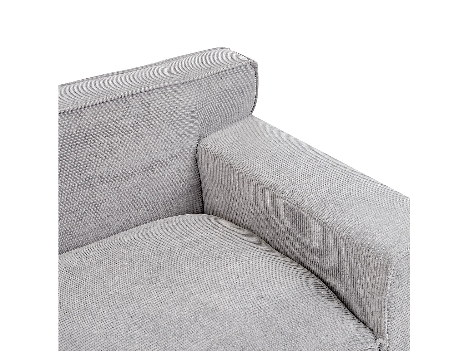 Canapé 3 places VISKAN Velours côtelé Gris clair