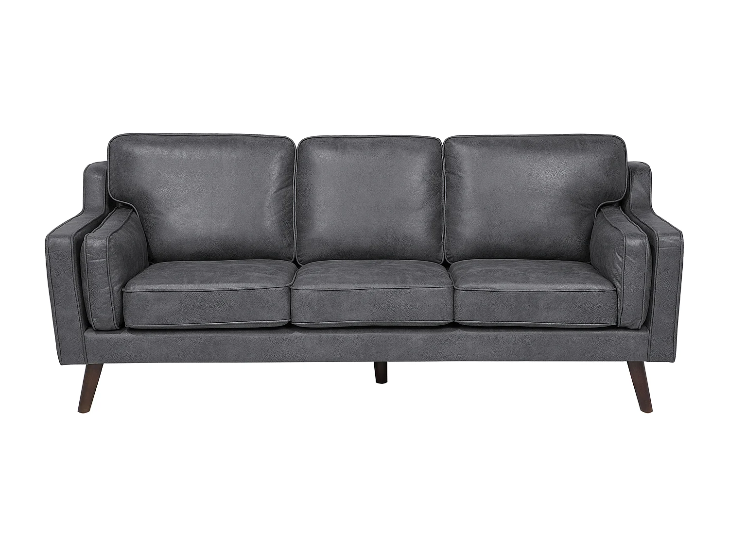 Modernes Sofa in Lederoptik in Grau Couch 3-Sitzer Lokka