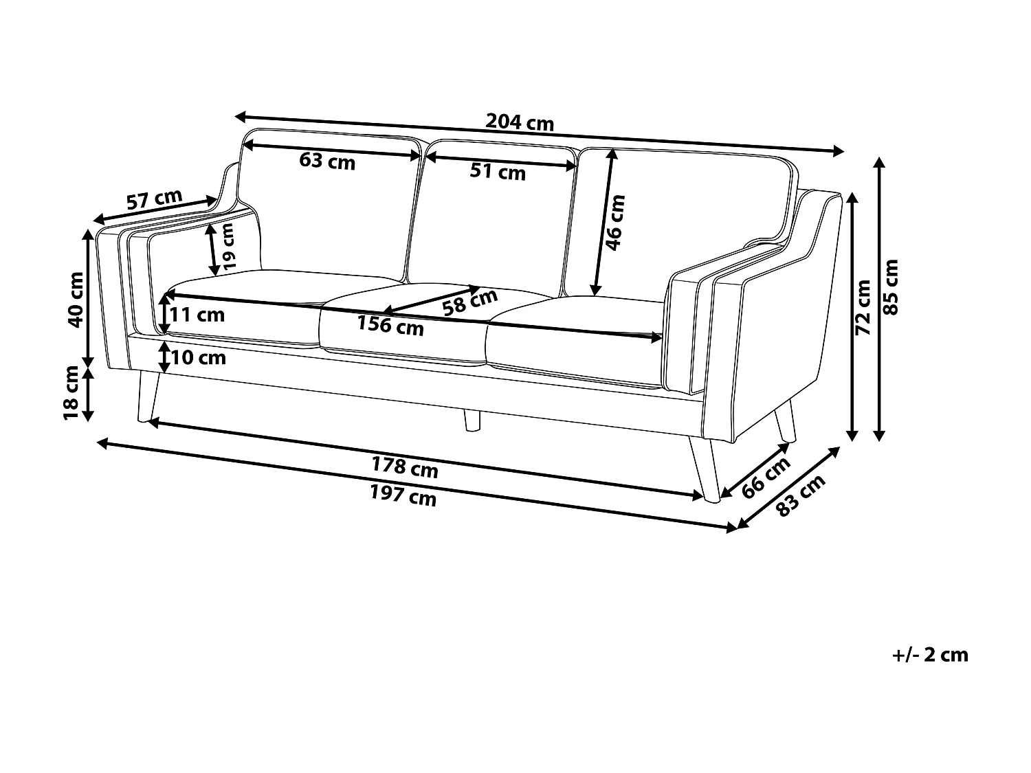Modernes Sofa in Lederoptik in Grau Couch 3-Sitzer Lokka
