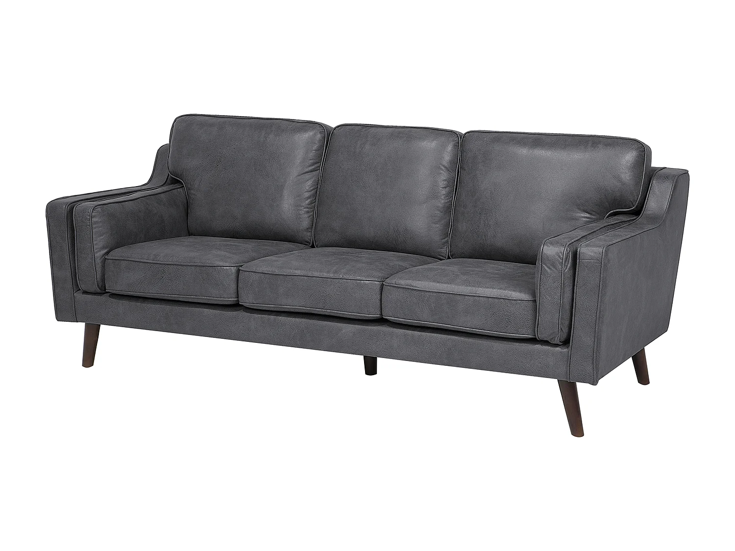 Modernes Sofa in Lederoptik in Grau Couch 3-Sitzer Lokka