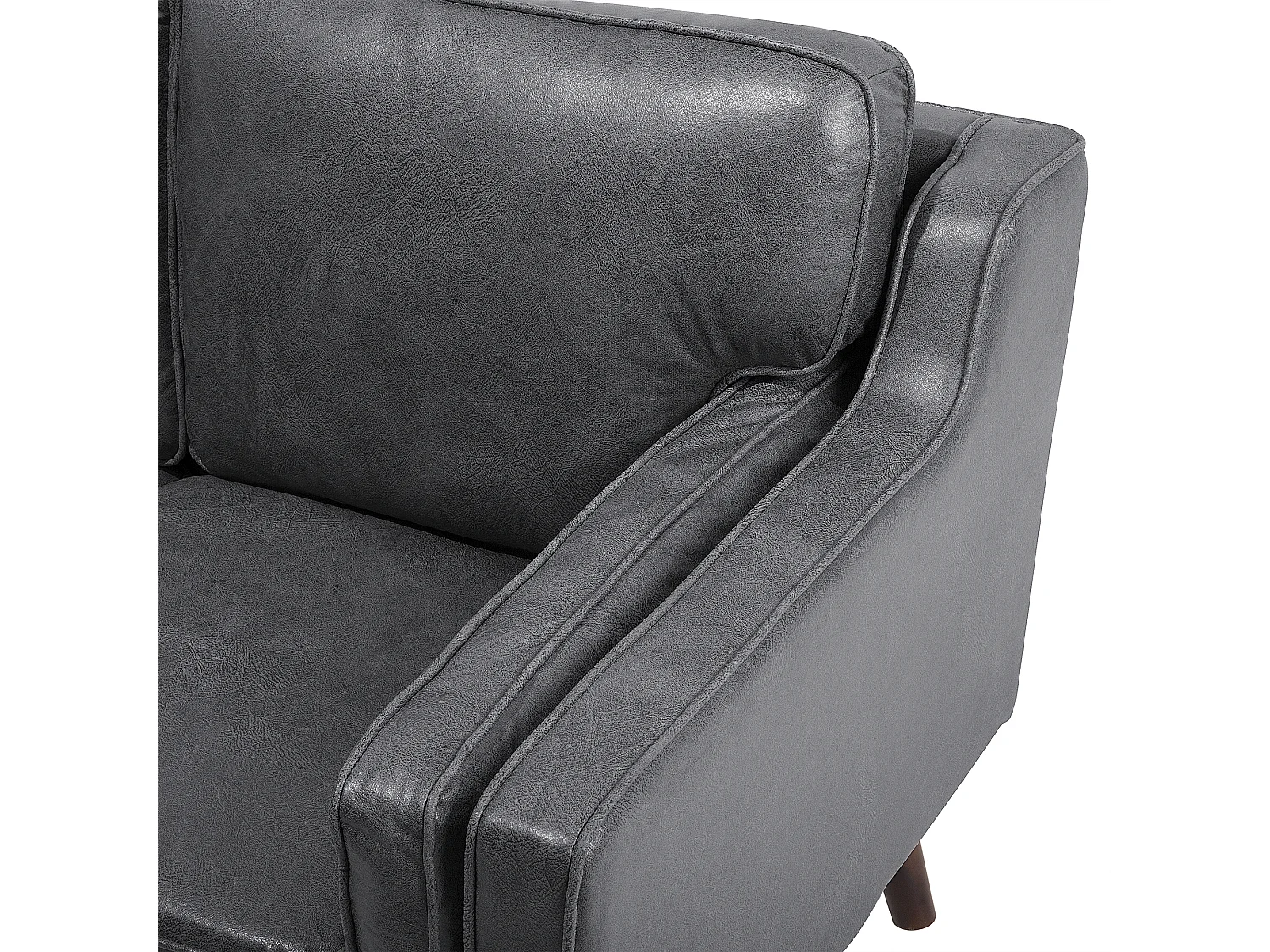 Modernes Sofa in Lederoptik in Grau Couch 3-Sitzer Lokka