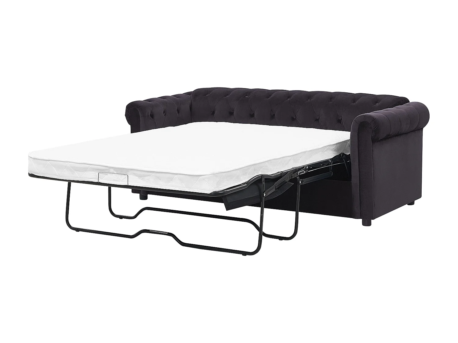 3-Sitzer Sofa Samtstoff schwarz Schlafsofa Chesterfield