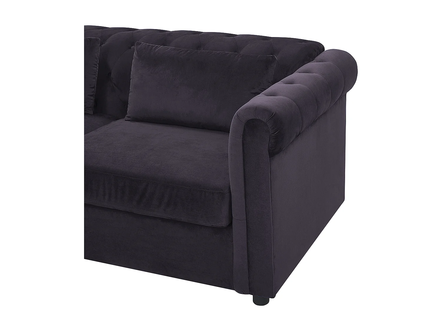 3-Sitzer Sofa Samtstoff schwarz Schlafsofa Chesterfield