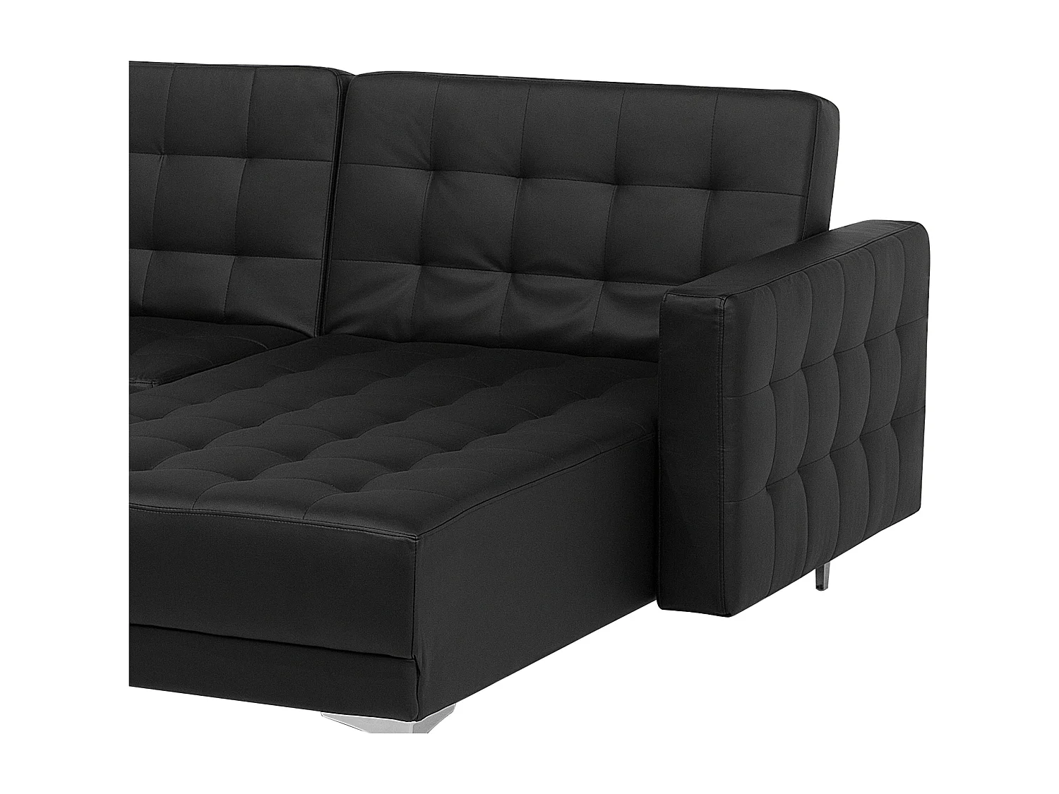 Canapé-lit d'angle modulable 5 places ABERDEEN Cuir PU Noir avec ottoman Côté droite