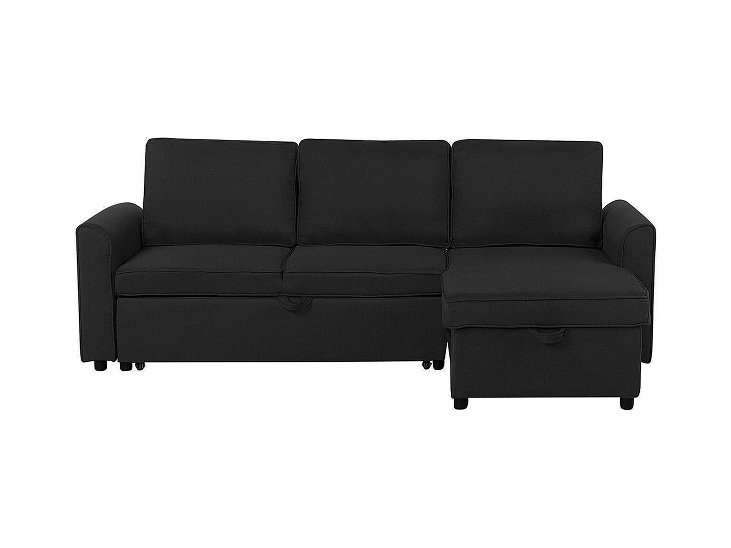 - Canapé Angle à droite - Nesna - Avec Rangement, Tissu, Noir