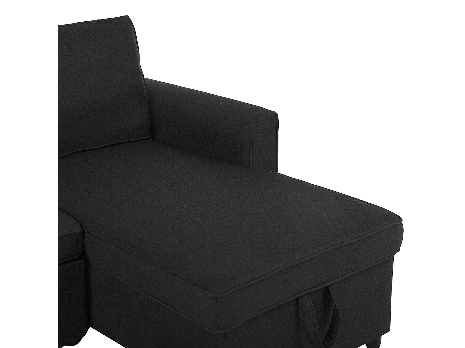 Beliani - Canapé Angle à Gauche - Nesna - Avec Rangement, Tissu, Noir