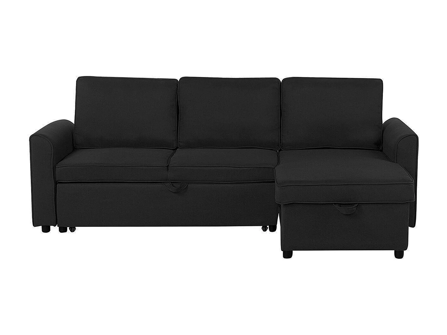 Beliani - Canapé Angle à Gauche - Nesna - Avec Rangement, Tissu, Noir