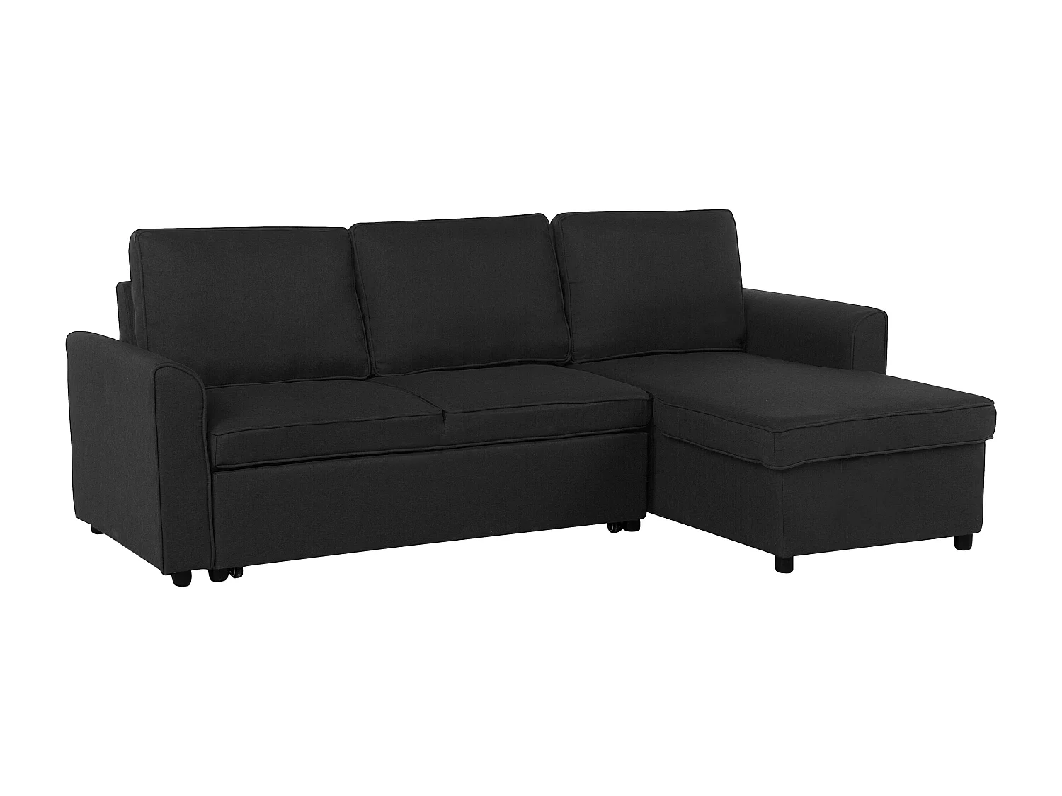 Beliani - Canapé Angle à Gauche - Nesna - Avec Rangement, Tissu, Noir
