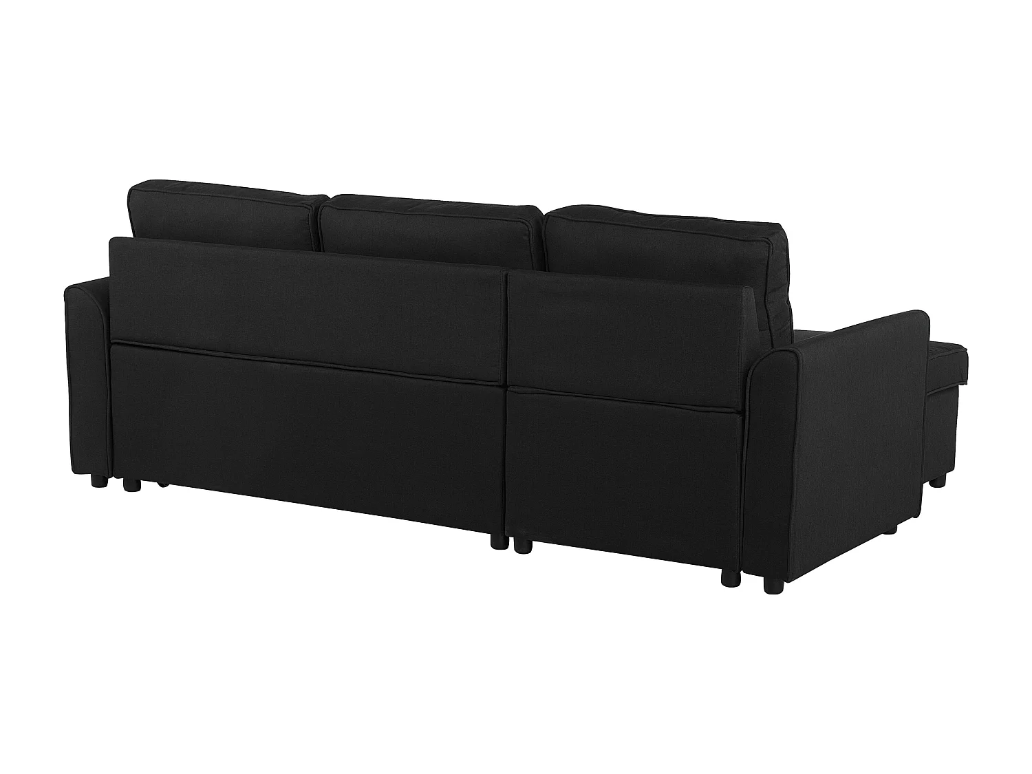 Beliani - Canapé Angle à Gauche - Nesna - Avec Rangement, Tissu, Noir