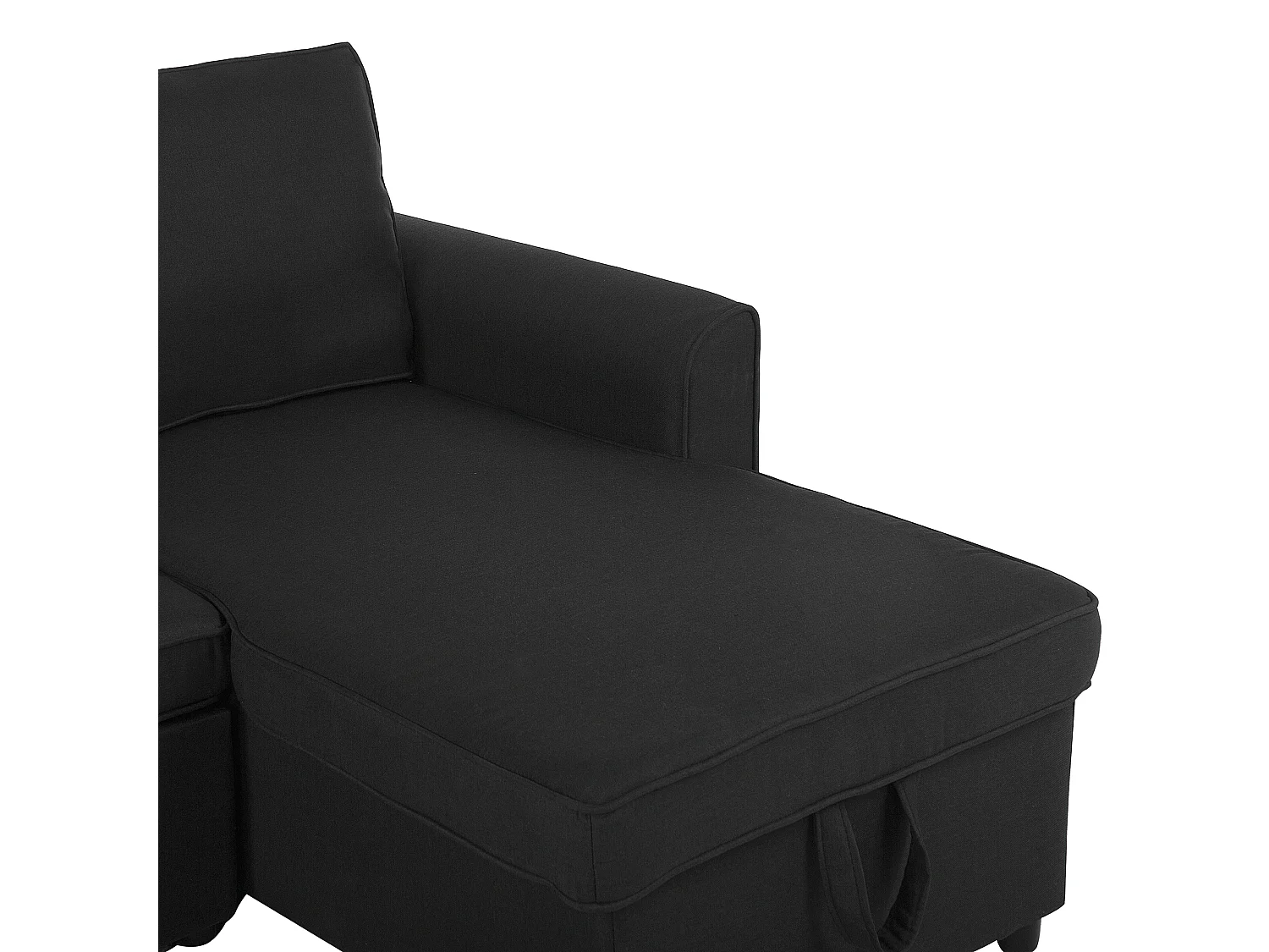 Beliani - Canapé Angle à Gauche - Nesna - Avec Rangement, Tissu, Noir