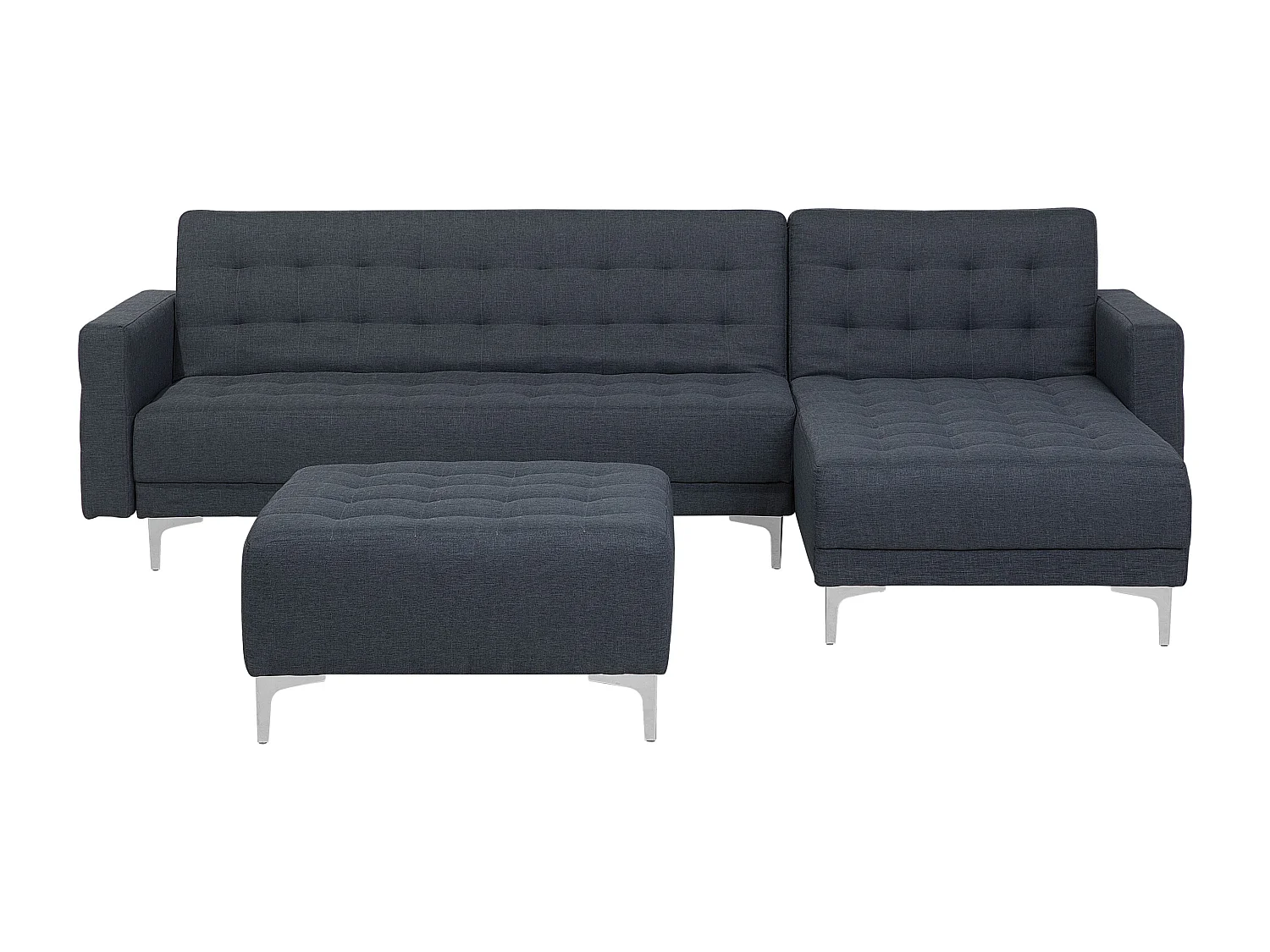 Modul Eckschlafsofa ABERDEEN Stoff Dunkelgrau mit Ottomane 4-Sitzer linksseitig