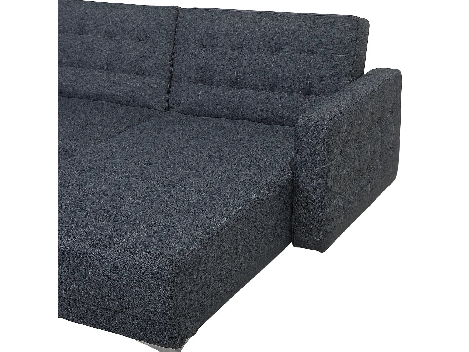 Modul Eckschlafsofa ABERDEEN Stoff Dunkelgrau mit Ottomane 4-Sitzer linksseitig