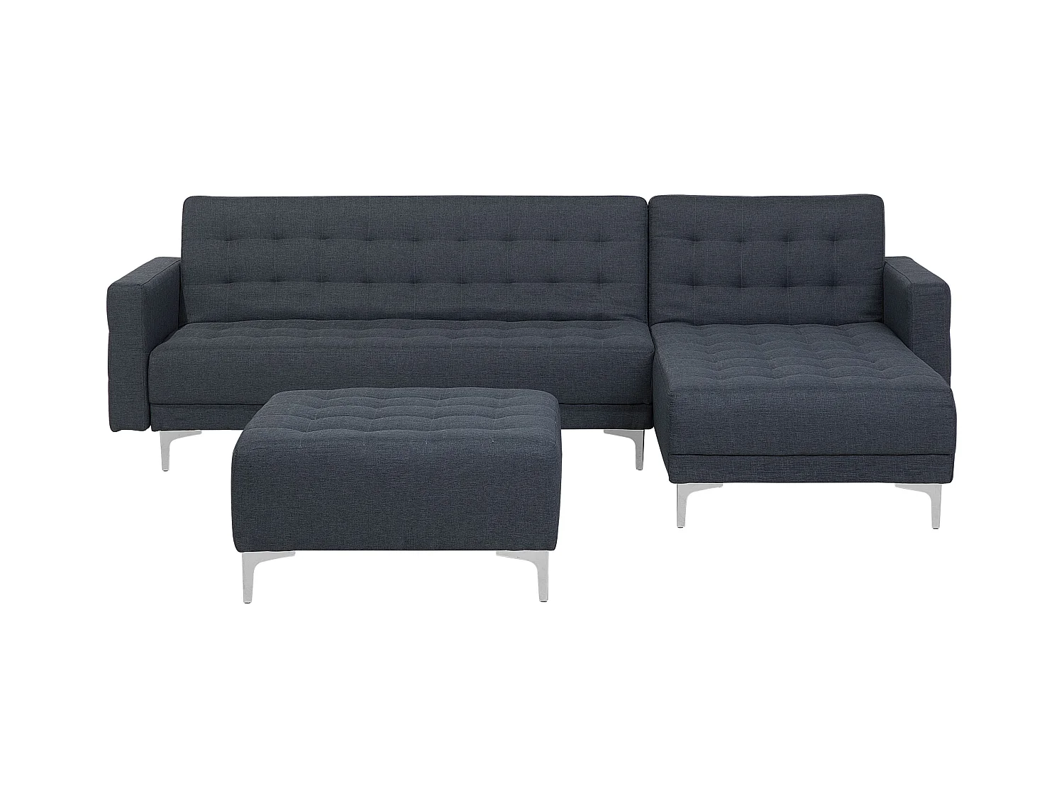 Canapé-lit d'angle modulable 4 places ABERDEEN Tissu Gris foncé avec ottoman Côté droite