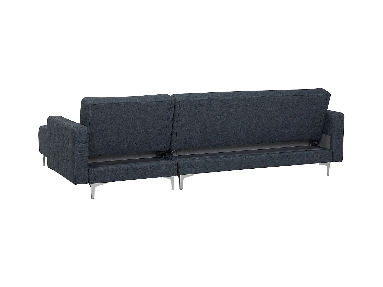 Canapé-lit d'angle modulable 4 places ABERDEEN Tissu Gris foncé avec ottoman Côté droite