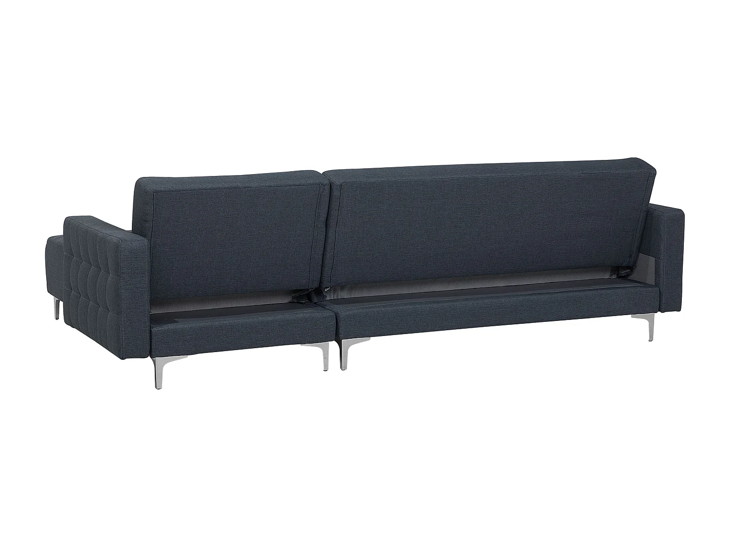 Canapé-lit d'angle modulable 4 places ABERDEEN Tissu Gris foncé avec ottoman Côté droite