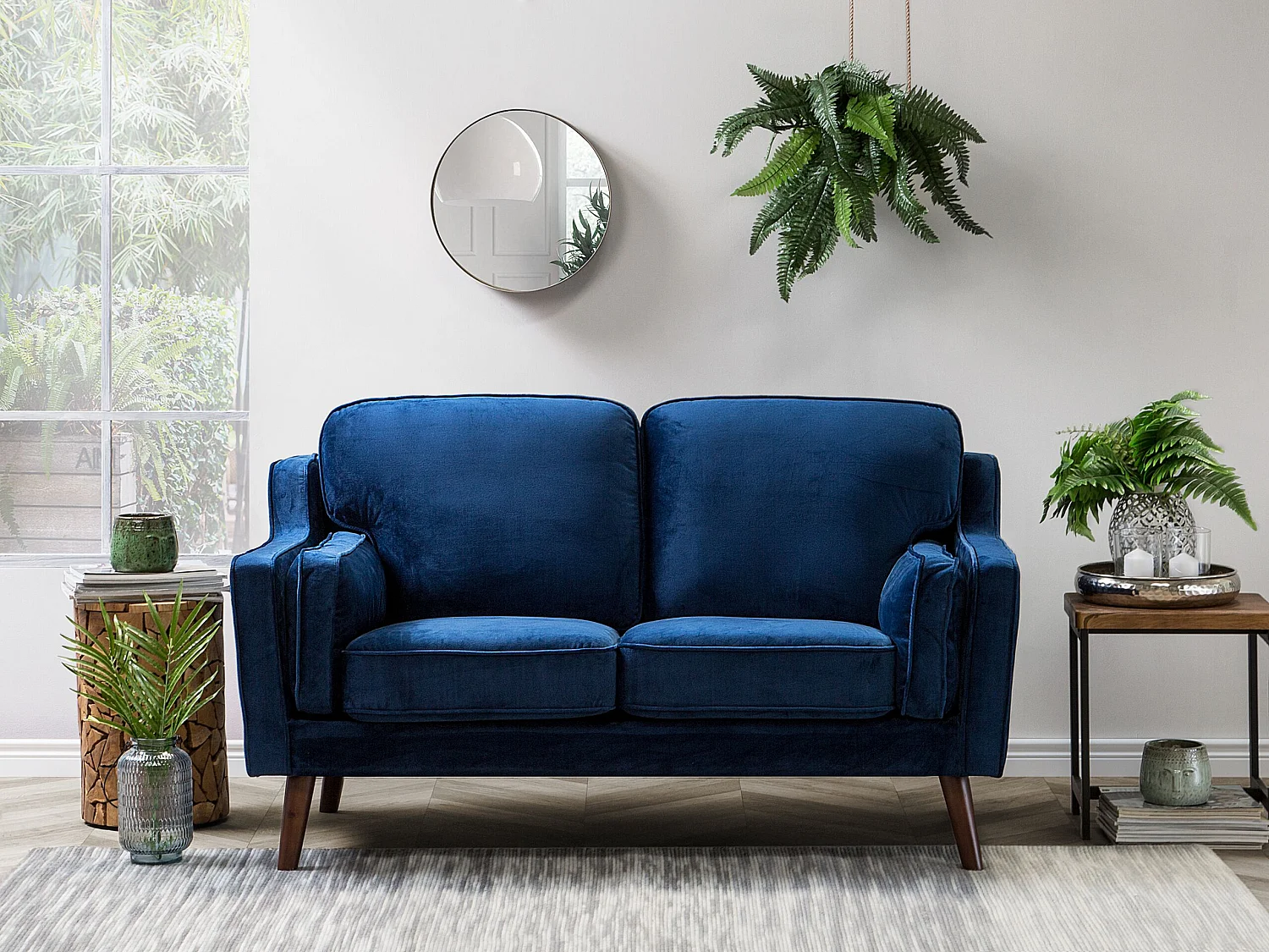 Bank LOKKA Fluweel Marineblauw 2-zitter