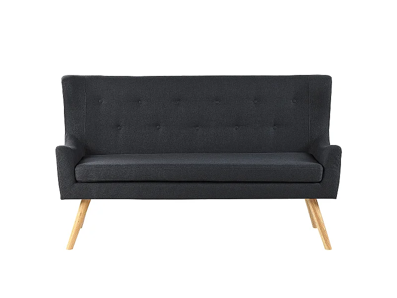 Modernes 2-Sitzer Küchensofa Polsterbezug schwarz Holzbeine Ohrensofa Skibby