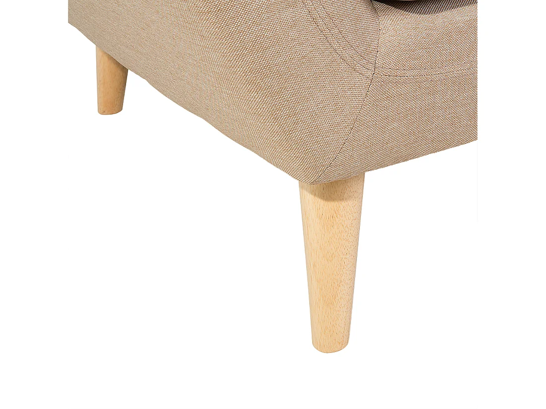 3-Sitzer Sofa mit Armlehnen Stoff Beige Knopfheftung Holzgestell Retro Motala