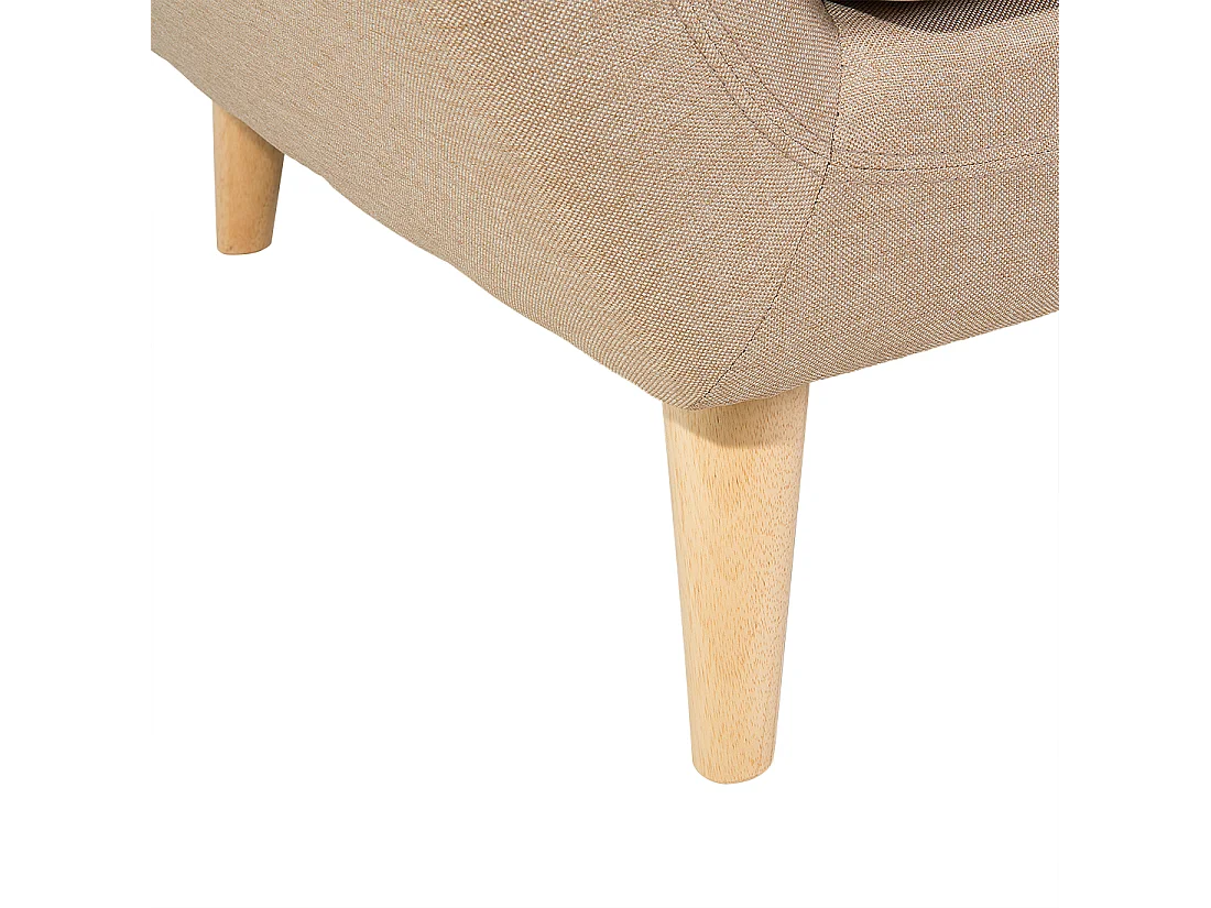 3-Sitzer Sofa mit Armlehnen Stoff Beige Knopfheftung Holzgestell Retro Motala