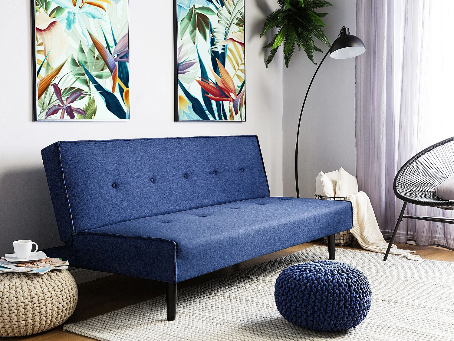 Slaapbank VISBY Stof Marineblauw 3-zitter