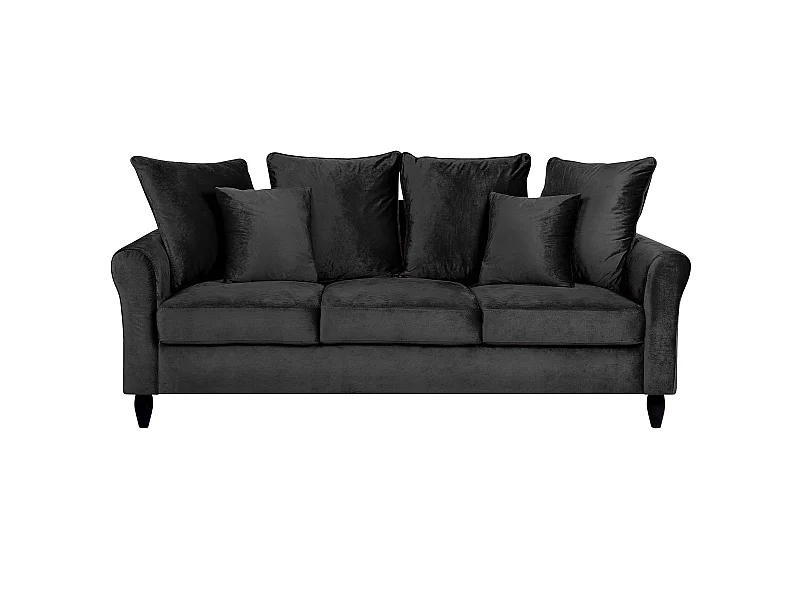 Sofa BORNHOLM Samtstoff Schwarz 3-Sitzer