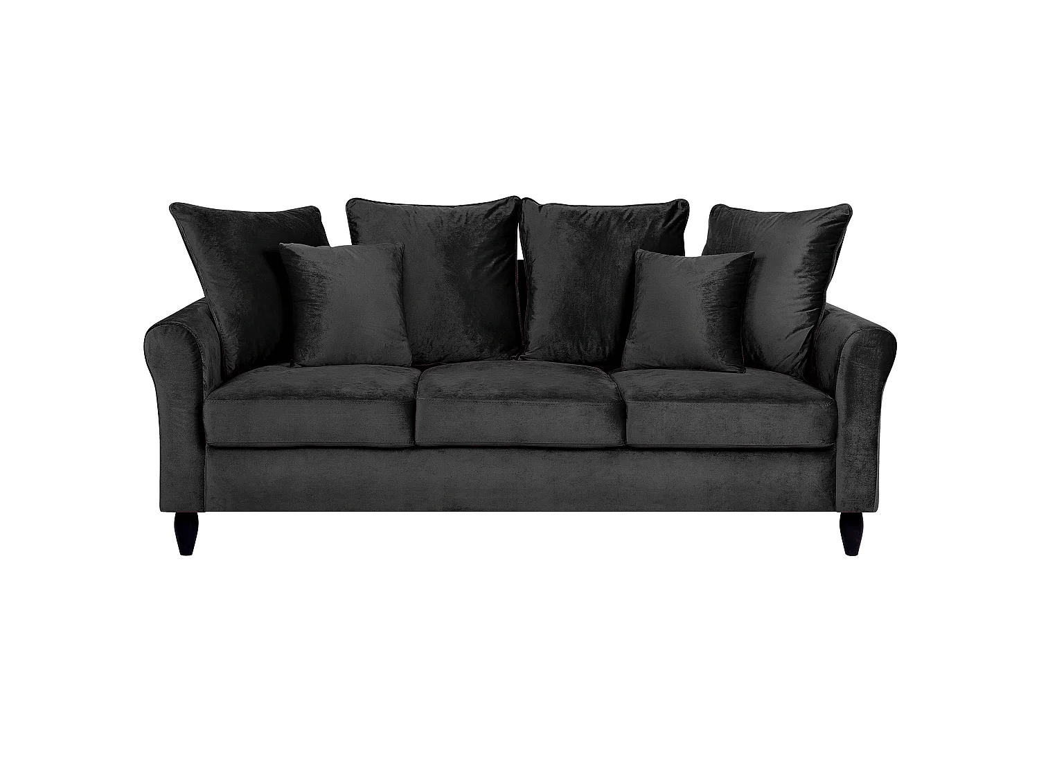 Sofa BORNHOLM Samtstoff Schwarz 3-Sitzer