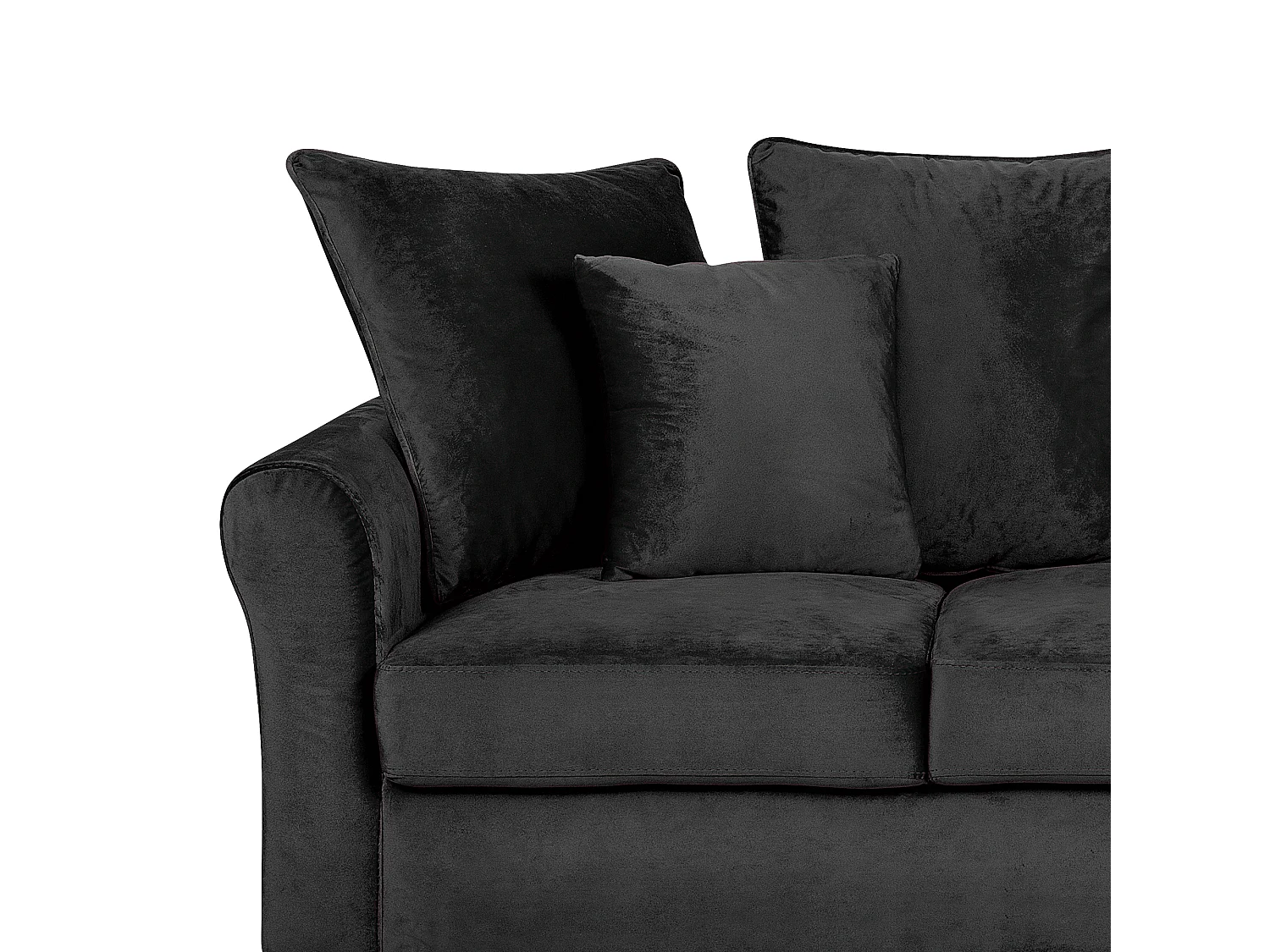Sofa BORNHOLM Samtstoff Schwarz 3-Sitzer