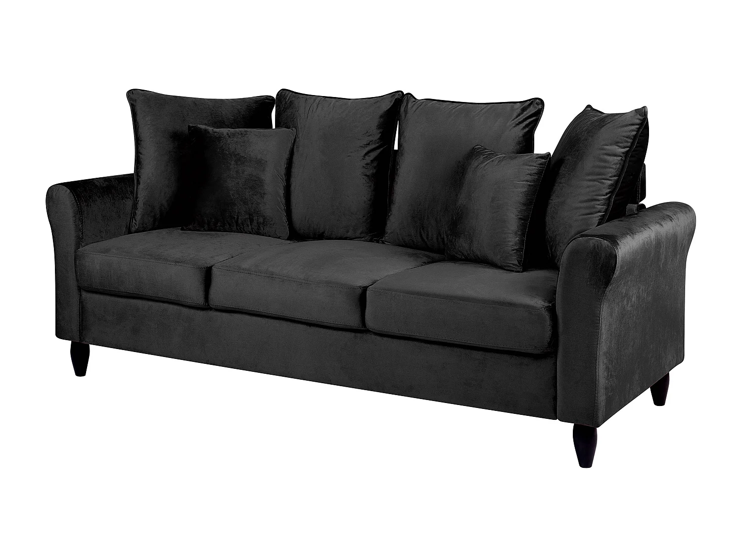 Sofa BORNHOLM Welur Czarny dla 3 osób