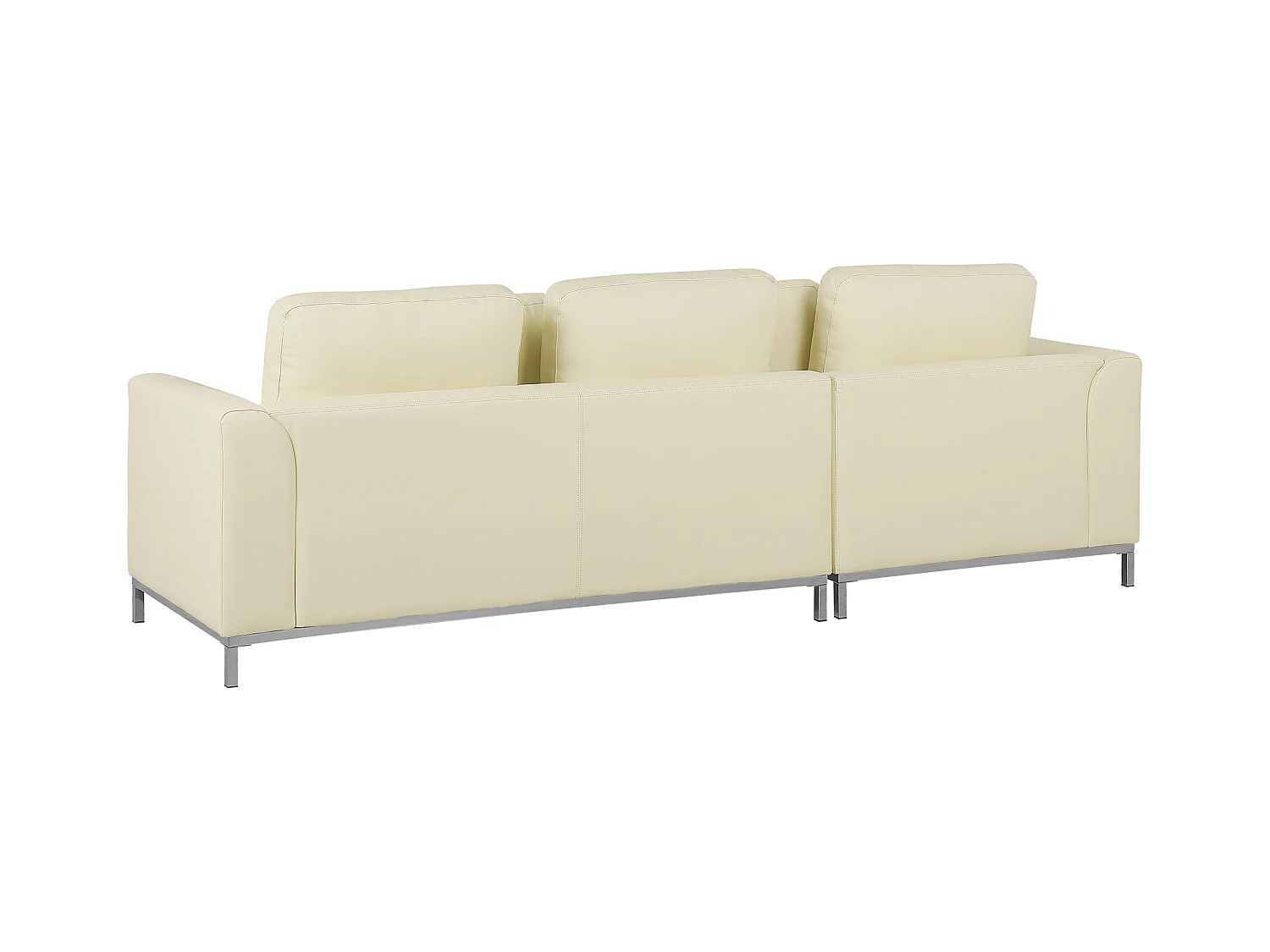 Modernes Ecksofa mit Ottomane Echtleder beige rechtsseitig Oslo